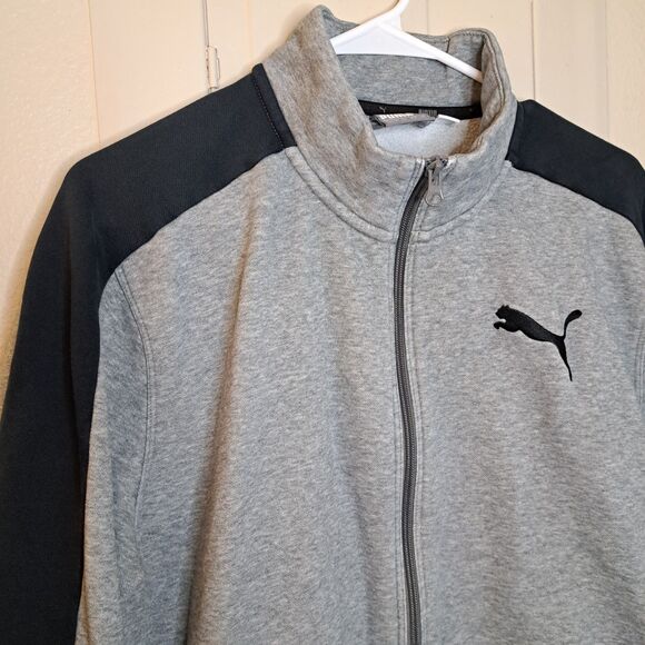 Vintage PUMA Men's Front Full Zip Sweatshirt L Gray Long Sleeve Track Jacket - Picture 6 of 9